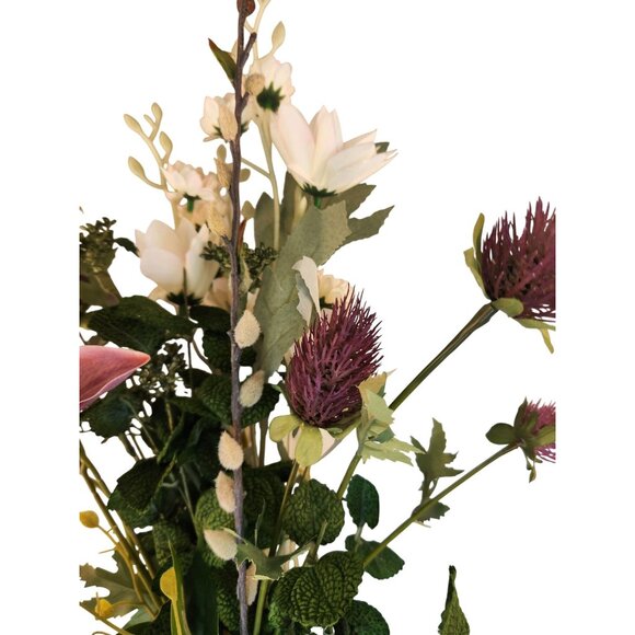 Artificial Mixed Flower Bouquet With Clematis Daisies & Thistle - 6 Stems 20" Ta - Picture 11 of 12